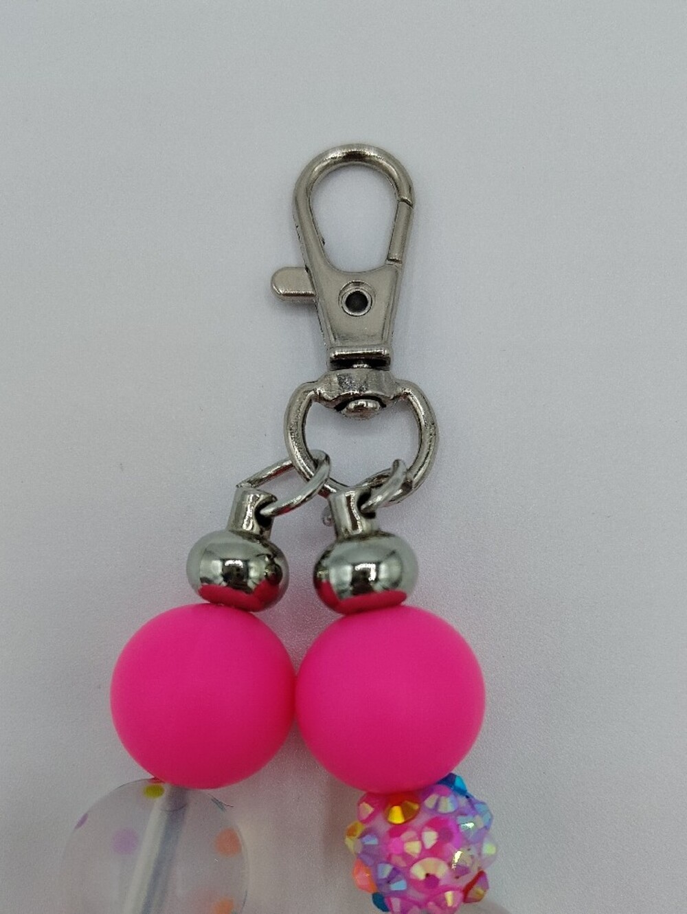 Handcrafted Anxiety Pink Beaded Keychain/Bag Charm - Picture 3 of 3